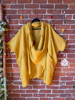 Linen Cowl Poncho Top - Made in Italy - Multiple Colors Available