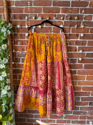 Size 14-18 Autumn Breeze Kantha Tiered Skirt