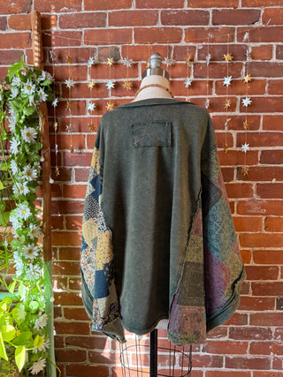 OOAK Winter Collection - Upcycled Kantha Peace Sign Patchwork Poncho Style Top 🌼