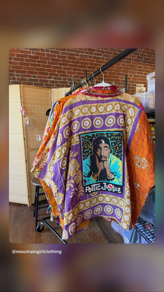 OOAK Summer Collection - Upcycled Tupac inspired Vintage Kantha Jacket - All proceeds from this piece donated to TASF!