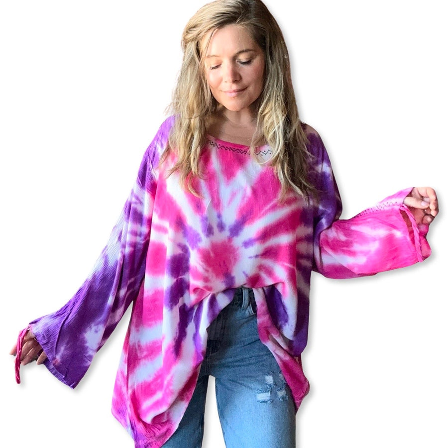 Free Size up to 2X - Wilder Flowy Top - Pink / Purple