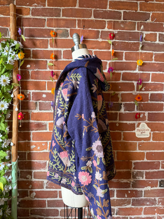 Harvest Bloom Suzani Embroidered Hooded Jacket - Fair Trade Made- Multiple Colors Available- 100% Cotton