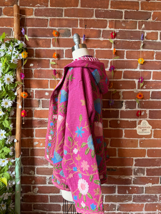 Harvest Bloom Suzani Embroidered Hooded Jacket - Fair Trade Made- Multiple Colors Available- 100% Cotton
