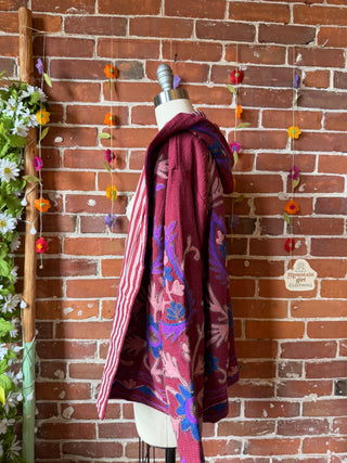 Harvest Bloom Suzani Embroidered Hooded Jacket - Fair Trade Made- Multiple Colors Available- 100% Cotton