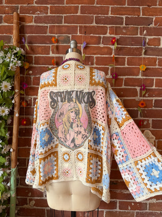 OOAK Autumn Collection - Bohemian Stevie Nicks Inspired Crochet Granny Square Sweater