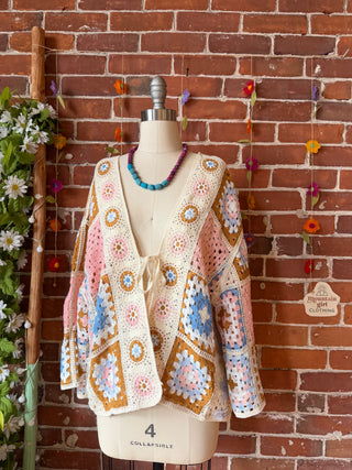 OOAK Autumn Collection - Bohemian Stevie Nicks Inspired Crochet Granny Square Sweater