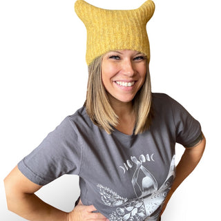 Soft Cat Ear Style Beanie Hat in Sunshine Yellow