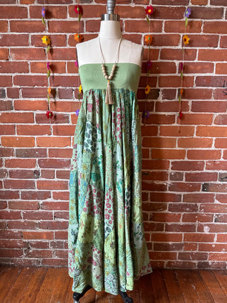 100% Cotton Yoga Waistband Patchwork Boho Festival Skirt / Dress - Fair Trade Made - Multiple Colors Available