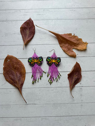 Butterfly Beaded Fringe Earrings