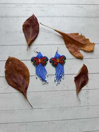 Butterfly Beaded Fringe Earrings