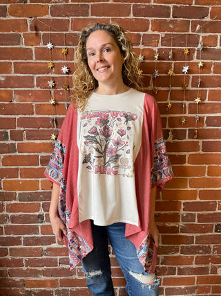 Fleetwood Mac Inspired Dusty Rose Embroidered Poncho