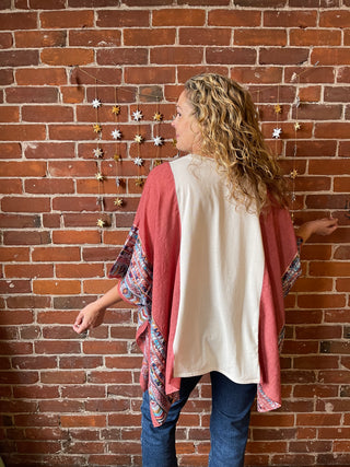 Fleetwood Mac Inspired Dusty Rose Embroidered Poncho