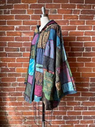 Oversized Juniper Fireside Patchwork Hoodie - Earth Tones