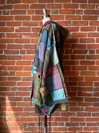 Oversized Juniper Fireside Patchwork Hoodie - Earth Tones