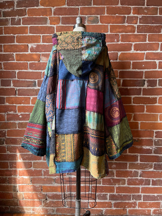 Oversized Juniper Fireside Patchwork Hoodie - Earth Tones