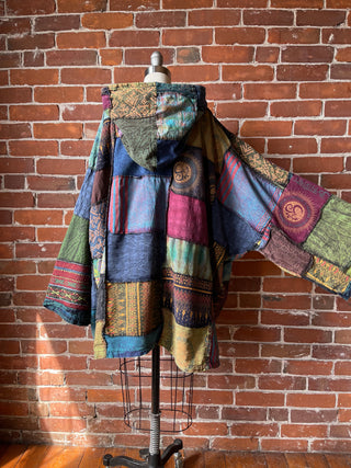 Oversized Juniper Fireside Patchwork Hoodie - Earth Tones