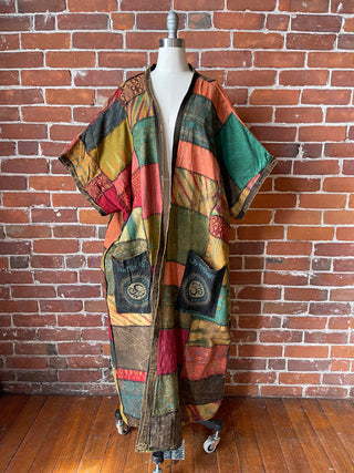 Juniper Patchwork Jacket Kimono - Earthy Clay / Browns