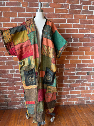 Juniper Patchwork Jacket Kimono - Earthy Clay / Browns