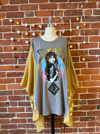 Stevie Nicks Inspired Prism Daisy Golden Yellow Embroidered Poncho