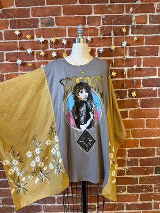 Stevie Nicks Inspired Prism Daisy Golden Yellow Embroidered Poncho