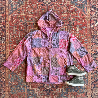 Free Size Purples Meadow Patchwork Hoodie Hooded Jacket