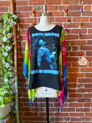 OOAK Autumn Collection- Upcycled Country Music Inspired Tie Dye Poncho Tee