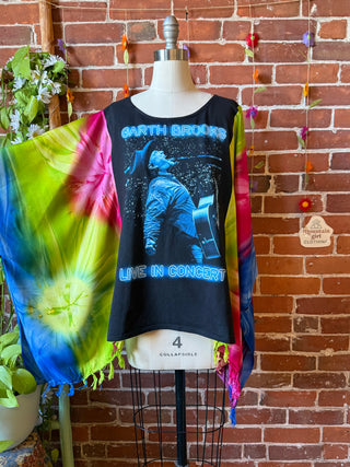 OOAK Autumn Collection- Upcycled Country Music Inspired Tie Dye Poncho Tee