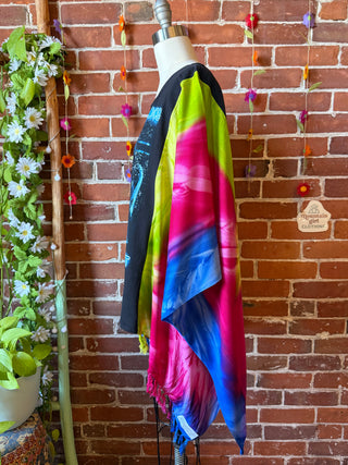 OOAK Autumn Collection- Upcycled Country Music Inspired Tie Dye Poncho Tee
