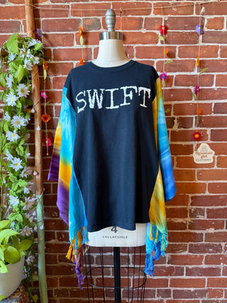 OOAK Autumn Collection- Upcycled Taylor Swift Inspired Tie Dye Poncho Tee