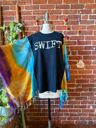 OOAK Autumn Collection- Upcycled Taylor Swift Inspired Tie Dye Poncho Tee