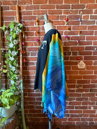 OOAK Autumn Collection- Upcycled Taylor Swift Inspired Tie Dye Poncho Tee