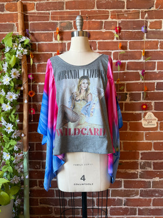 OOAK Autumn Collection- Upcycled Miranda Lambert Inspired Tie Dye Poncho Tee