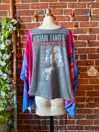 OOAK Autumn Collection- Upcycled Miranda Lambert Inspired Tie Dye Poncho Tee