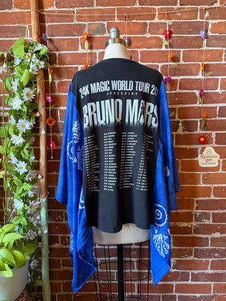 OOAK Autumn Collection- Upcycled Bruno Mars Inspired Tie Dye Poncho Tee