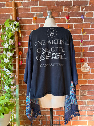 OOAK Autumn Collection- Upcycled Garth Brooks Inspired Tie Dye Poncho Tee