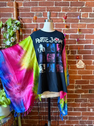 OOAK Autumn Collection- Upcycled Poetic Justice Inspired Tie Dye Poncho Tee