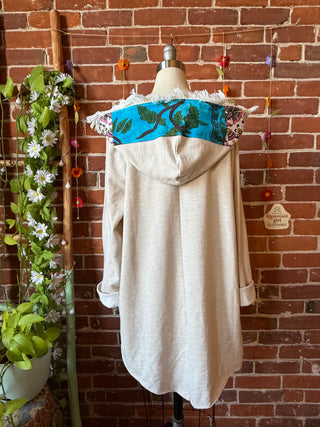 OOAK Autumn Collection- Pearl Classic Rock Upcycled Sweatshirt Hoodie with Fringe
