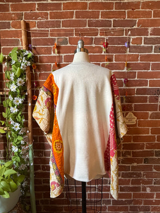 OOAK Autumn Collection- Upcycled Stevie Nicks Kantha Poncho Sweatshirt