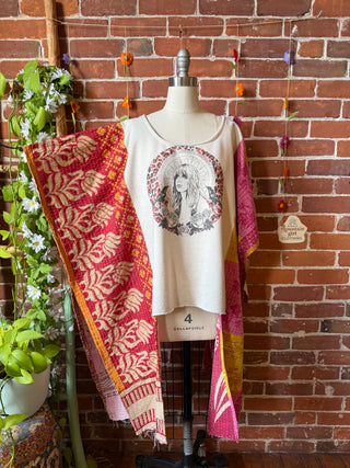 OOAK Autumn Collection- Upcycled Stevie Nicks Inspired Hi Lo Kantha Poncho Sweatshirt