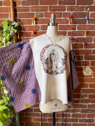 OOAK Autumn Collection- Upcycled Stevie Nicks Kantha Poncho Sweatshirt