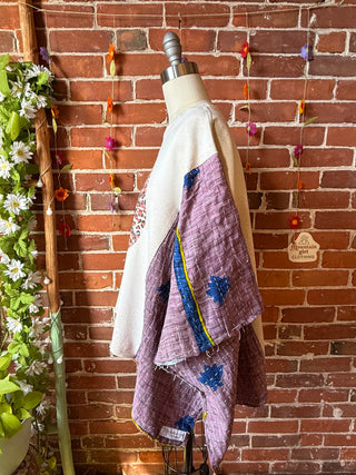 OOAK Autumn Collection- Upcycled Stevie Nicks Kantha Poncho Sweatshirt