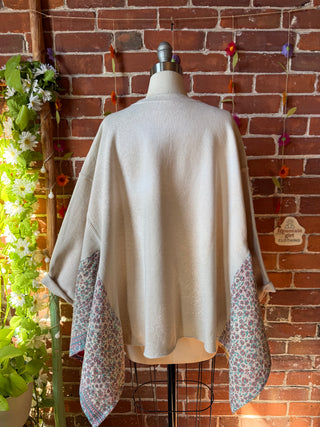 OOAK Autumn Collection-Stevie Birdsong Wing Sleeve Style Kantha Poncho Sweatshirt