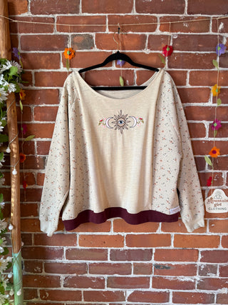 OOAK Autumn Collection- Size Large Upcycled Celestial Hybrid T Shirt / Sweatshirt Top