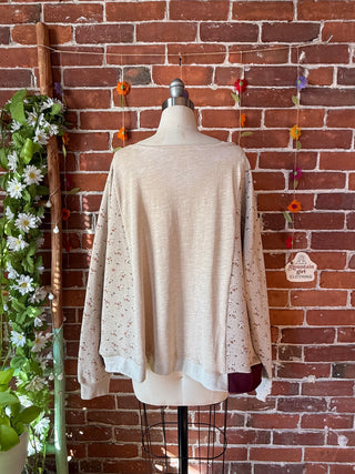 OOAK Autumn Collection- Size Large Upcycled Celestial Hybrid T Shirt / Sweatshirt Top