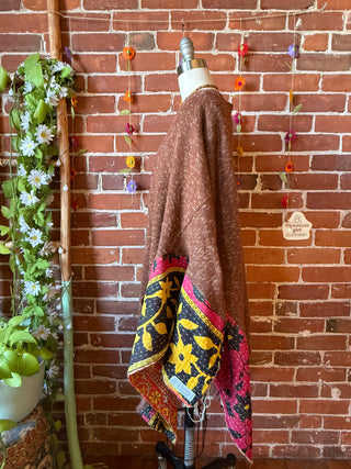 OOAK Autumn Collection- Cardigan Birdsong Wing Sleeve Style Kantha Poncho