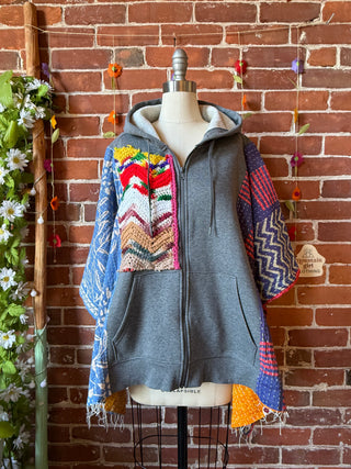 OOAK Autumn Collection - Upcycled Grateful Dead Inspired Poncho Hoodie