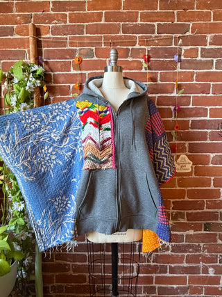 OOAK Autumn Collection - Upcycled Grateful Dead Inspired Poncho Hoodie