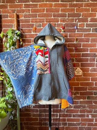 OOAK Autumn Collection - Upcycled Grateful Dead Inspired Poncho Hoodie