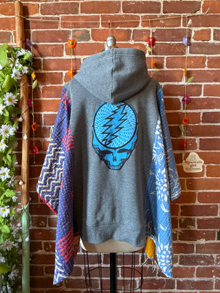 OOAK Autumn Collection - Upcycled Grateful Dead Inspired Poncho Hoodie