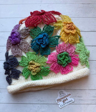 Flower Fields Crochet Beanie - Multiple Colors Available - Final Sale